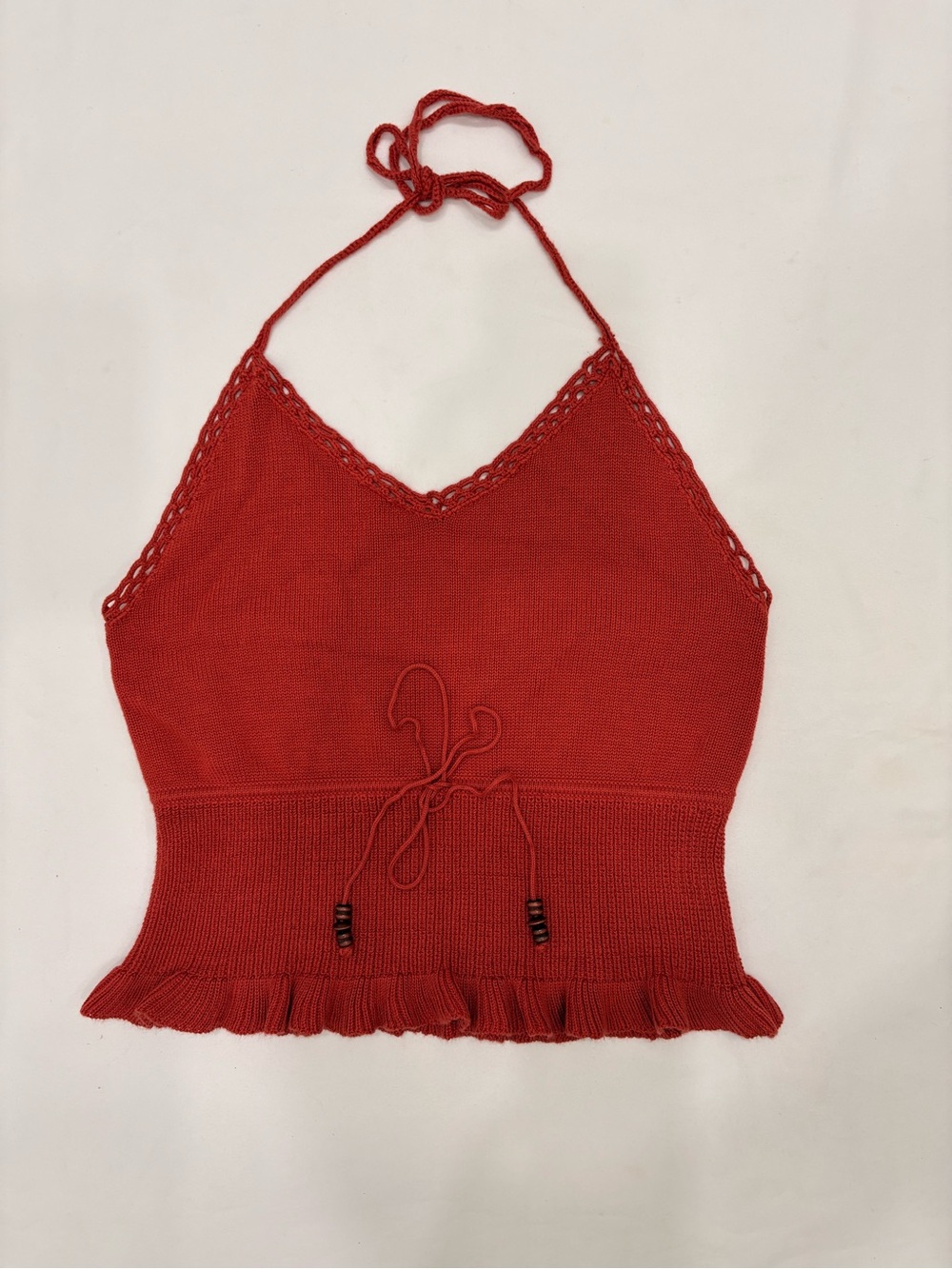 Wet Seal Red Y2K Crotchet Knit Halter Top Size L